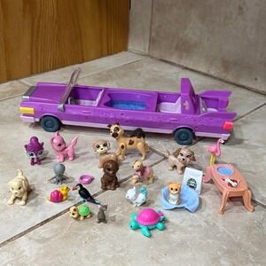 Littlest Pet Shop LPS Pink Limousine Car 52571 w/ Pets & Accessories 2014 Hasbro